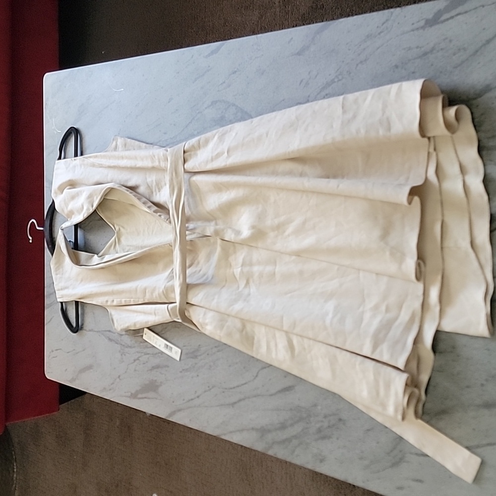 ANTONIO MELANI Natural Stretch Linen Eleanor Sleeveless Dress beige size 14 NWT - Picture 2 of 16